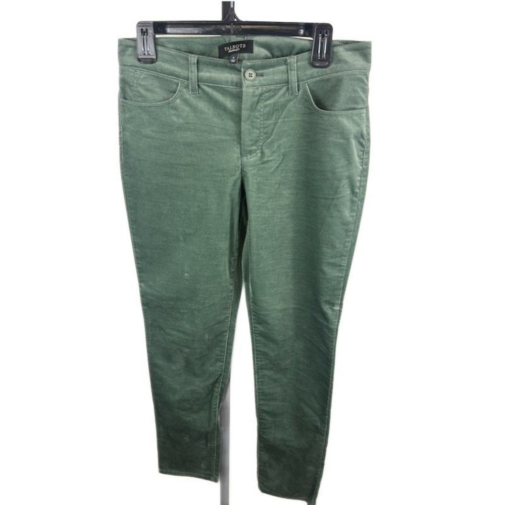 Talbots Velvet Pants‎ Women's Size 6 Green Classic Fit Casual Comfort